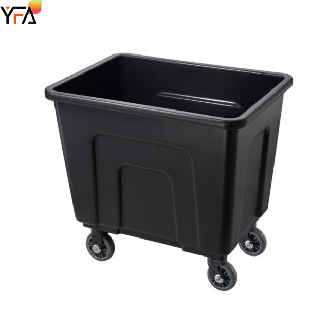 PP plastic laundry cart basket with wheels used for laundry Warehouse Storehouse Plastic linen cube truck black/white/gray/brown