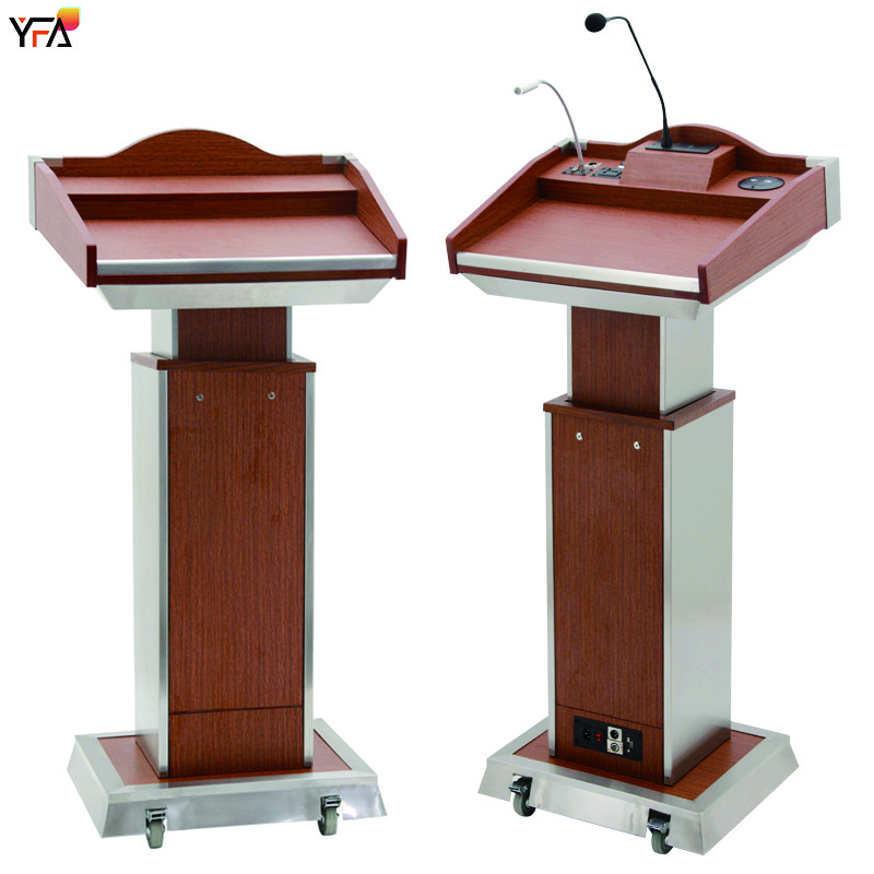 New Style Lift Wood Stainless Steel Digital Podium Lectern For Conference Classroom Church Digital Multimedia Speech Podium