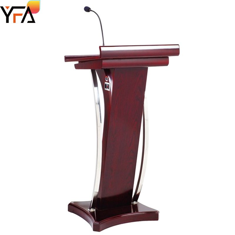 Wooden Rostrum, Professional Church Podium With Microphone Equipment Podium Lecture Speech Podium Stand Classroom Lectern Stand