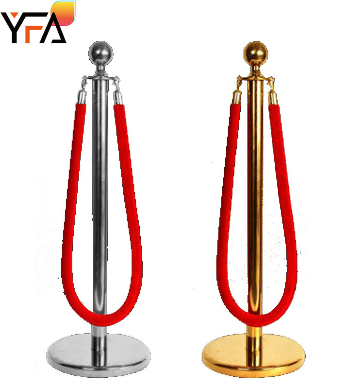 Hotel Bank Posts Stanchion Rope  Barrier Height 950mm Red Carpet Velvet Rope Poles Stands Railing Rope hot sale