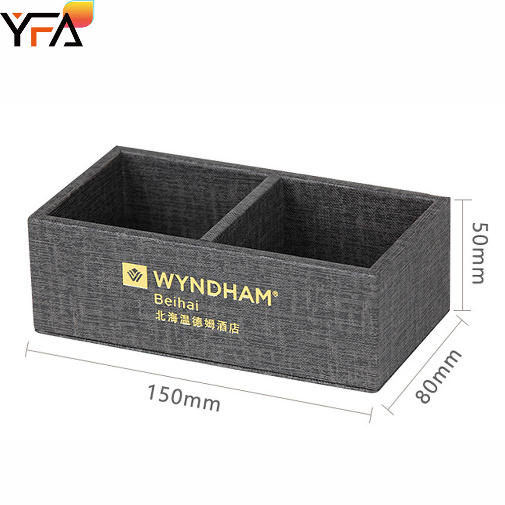 Quality Customize LOGO Color PU Leather Conference Clip Service Guide Tissue Box Trash Can, Guest Room Leather Set Accessories