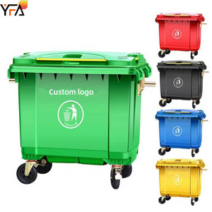 660L/1100L Large-Capacity Thickened Outdoor Trash Can Hand-Pushing the Sanitation Ashbin, Large Clearing Car with Lid&Wheels