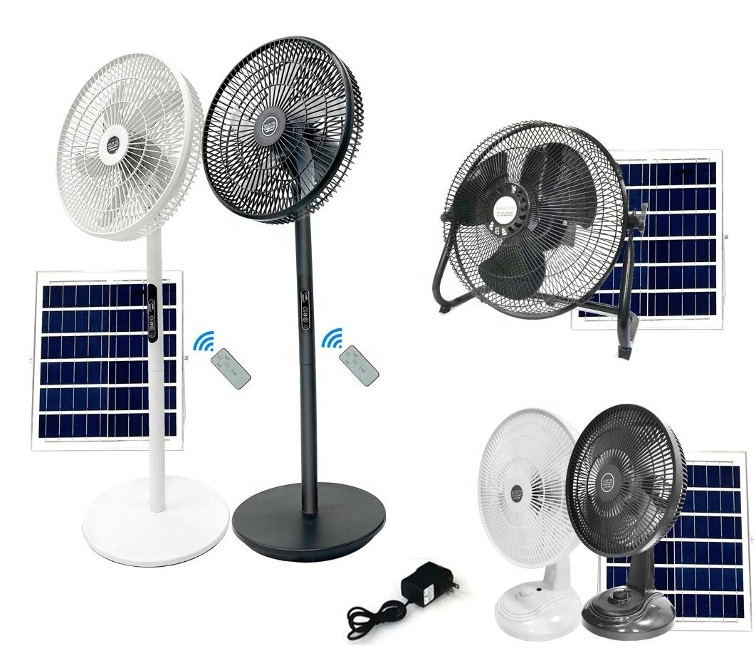 Hot sale solar fan with solar panel 12 inch high quality rechargeable outdoor fan portable solar powered rechargeable fan