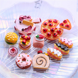 resin bow hair accessories wholesale miniature stuff charms for jewelry making Caket bread kawaii charms Amulet flat back resin