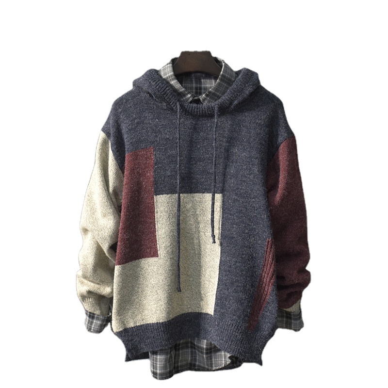 hooded Knitted sweater autumn and winter Korean version sweater Japanese trend men's knitted coat mens winter sweaters oversized