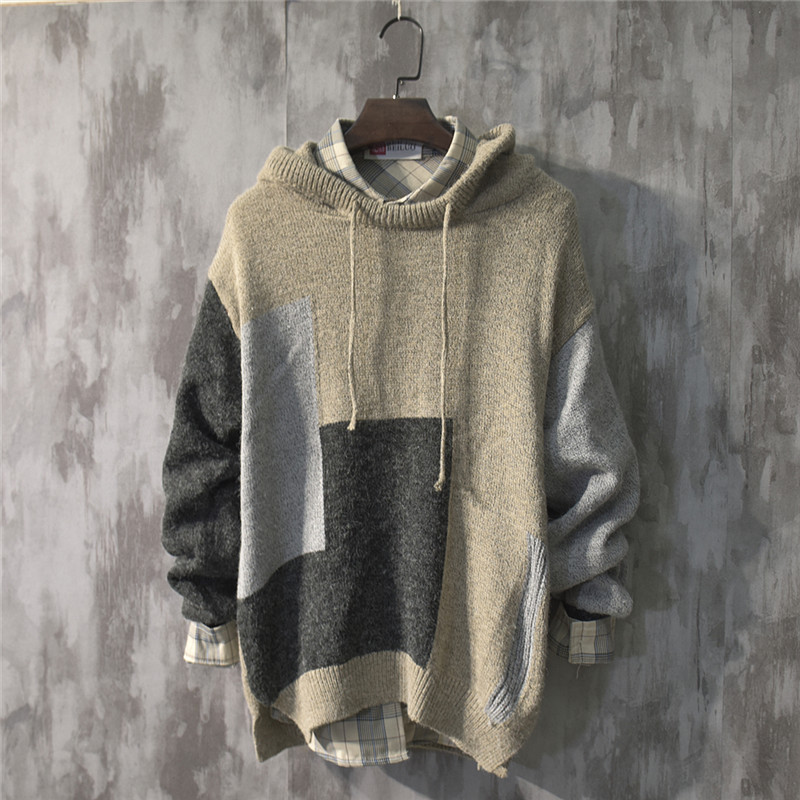 hooded Knitted sweater autumn and winter Korean version sweater Japanese trend men's knitted coat mens winter sweaters oversized