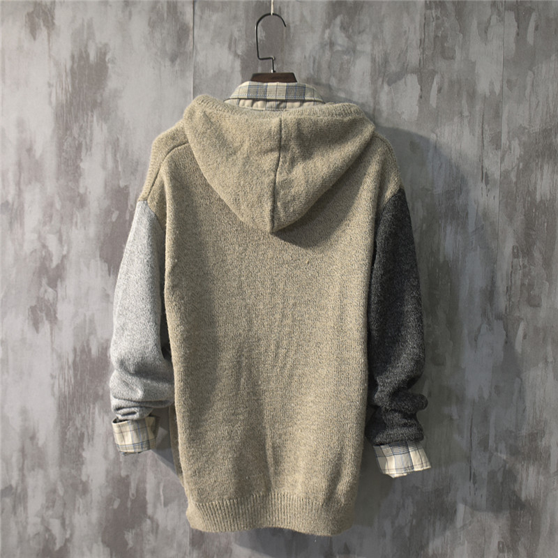 hooded Knitted sweater autumn and winter Korean version sweater Japanese trend men's knitted coat mens winter sweaters oversized