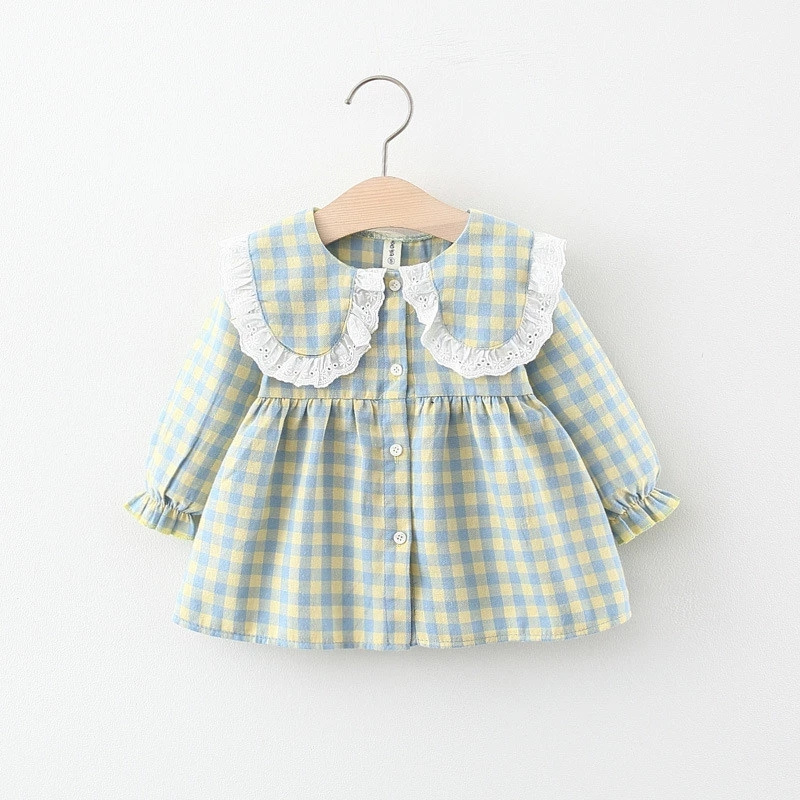 Autumn New Baby Girls Clothes Casual Plaid Party Princess Dress Cotton Kids Clothing Checkered Newborn Dress For 0-3T