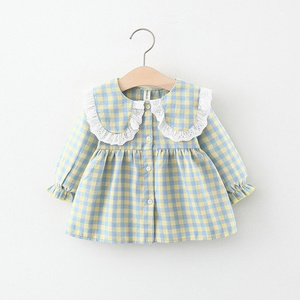 Autumn New Baby Girls Clothes Casual Plaid Party Princess Dress Cotton Kids Clothing Checkered Newborn Dress For 0-3T