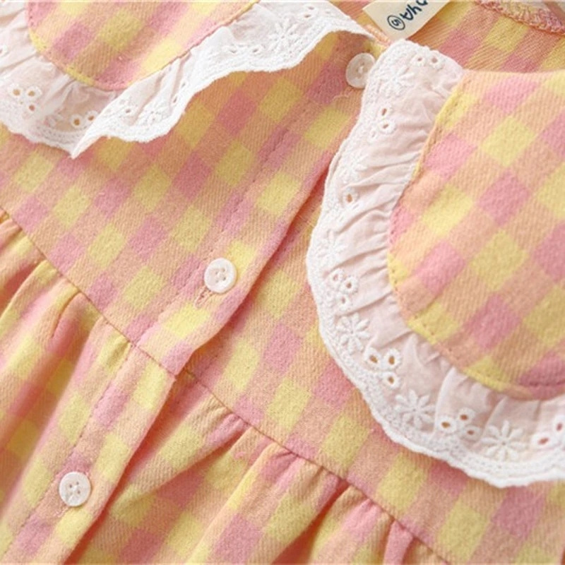 Autumn New Baby Girls Clothes Casual Plaid Party Princess Dress Cotton Kids Clothing Checkered Newborn Dress For 0-3T