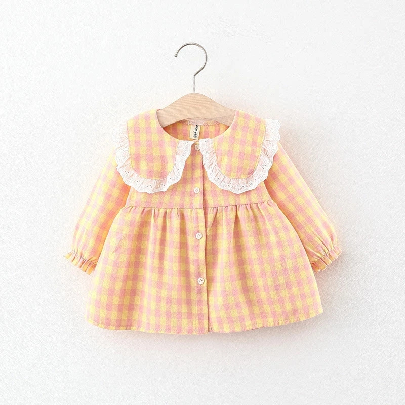 Autumn New Baby Girls Clothes Casual Plaid Party Princess Dress Cotton Kids Clothing Checkered Newborn Dress For 0-3T