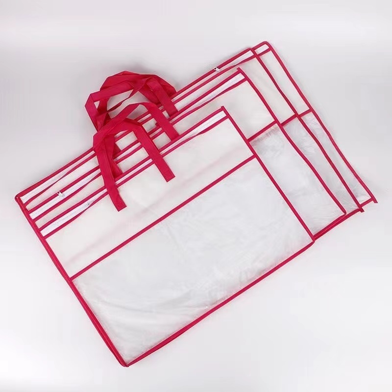 Clear PVC/PE/Vinyl Bag with Handles for Bedsheet Quilt Blanket Pillow Bedding Packaging bag