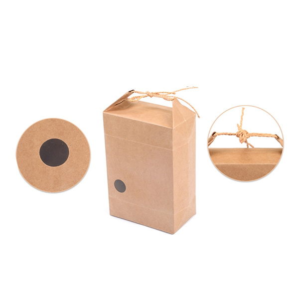 Customized logo printing  kraft paper packaging bags with rope and window for nut food/dry food packaging