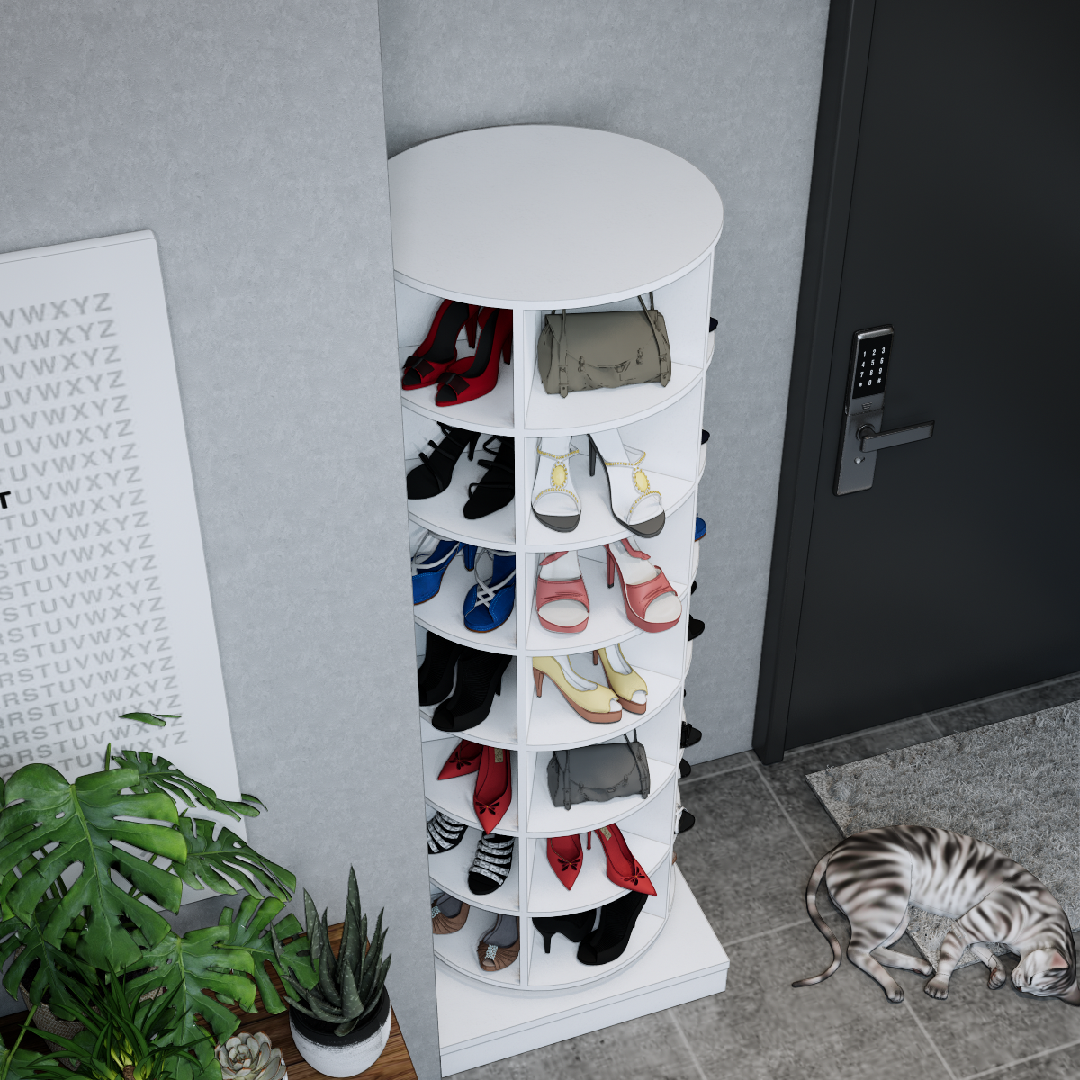 Multifunctional wooden 360 Rotating Shoe Cabinet Strong and High Quality Rotating Shoe Rack Tower   for Living Room