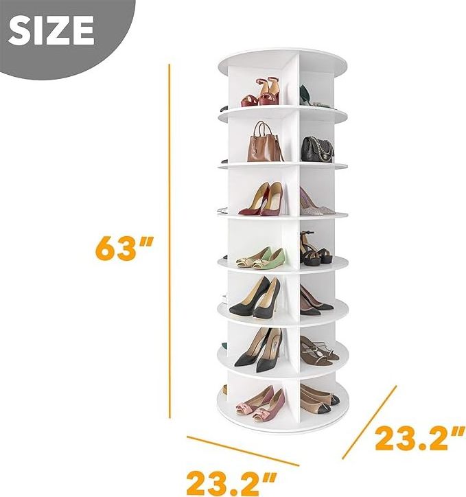 SpaceAid 7 Tier Rotating Shoe Rack Tower Spinning Shoe Display Revolving 360 Shoe Rack Storage