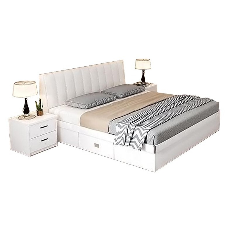 home bedroom furniture modern white wood bed frame with storage