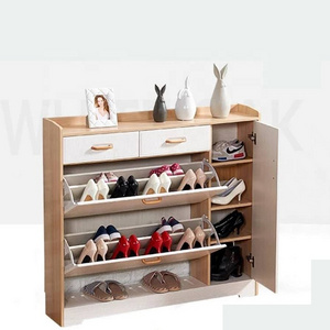 Nordic style shoe racks with storage drawer living room furniture 3 tier wooden shoe cabinet rack