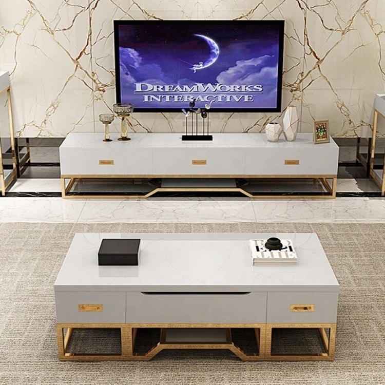 wholesale space saving stainless steel gold wood white tea table multifunctional lift top coffee table with storage