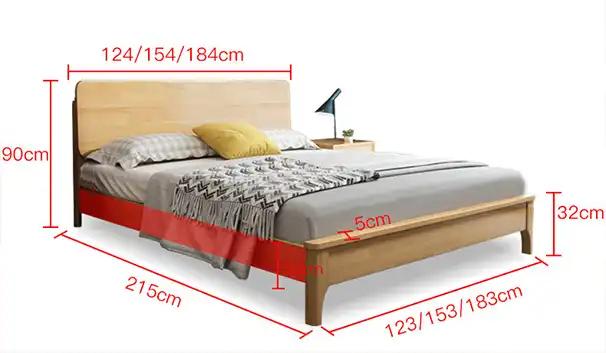 Nordic solid wood bed all solid wood Chinese style apartment log furniture small apartment home double bed master bedroom