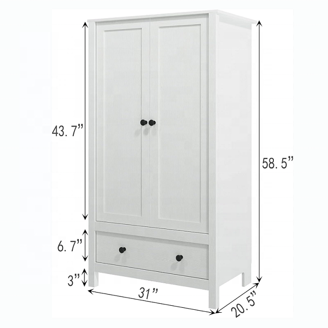 Factory Customized 2 Door Wardrobe Armoire with Drawer for Bedroom