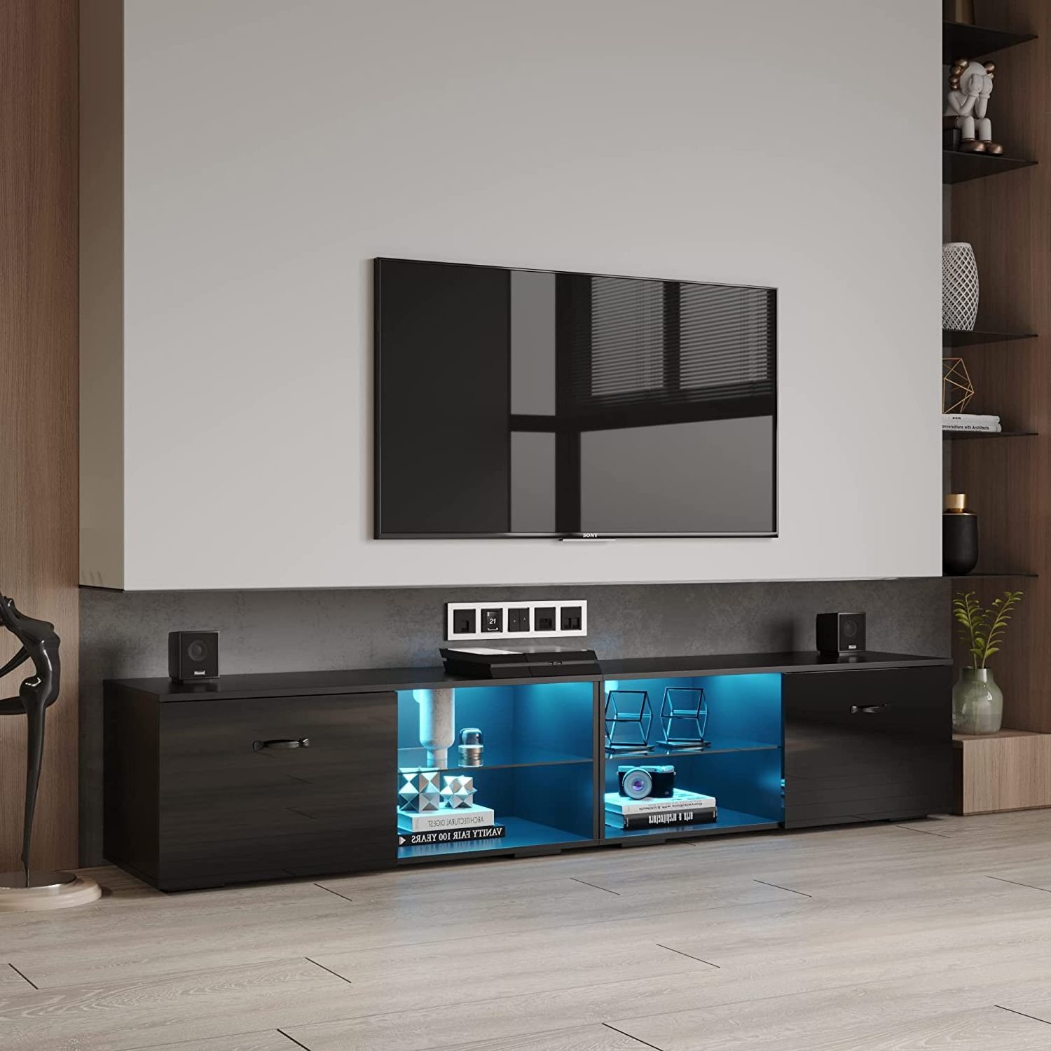 Modern160cm TV Unit Stand Cabinet Sideboard FREE LED LIGHT High Gloss Front Matt