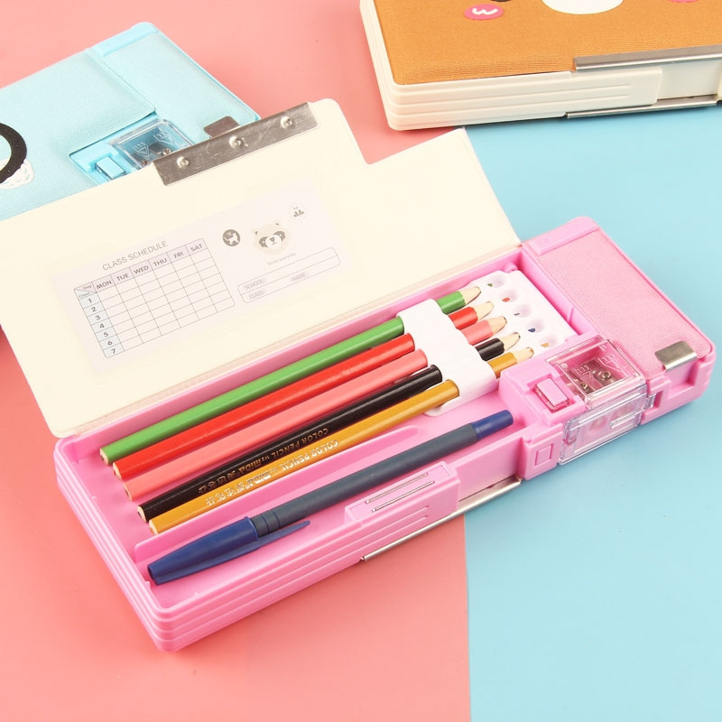 New style stationery box for female primary school students with Korean version of cute girl heart large capacity storage pencil