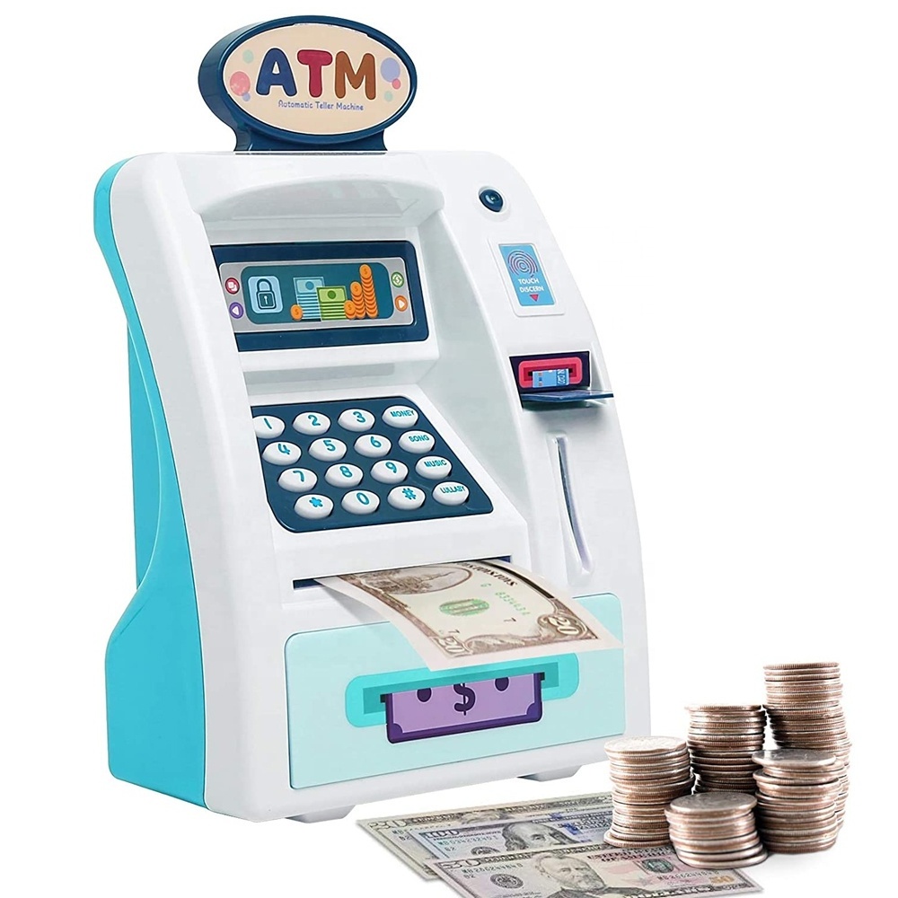 WF-3005 Kids ATM Safe Box Machine Toy Electronic Fingerprint Money Coin Savings Bank With Personal Password Setting For Sale