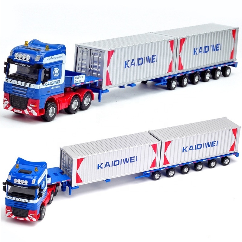 1/50 Scale Diecast Construction Low Ben Transporter Model 625022 Metal Heavy Duty Telescopic Flatbed Transporter Truck For Kids