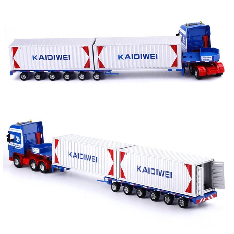 1/50 Scale Diecast Construction Low Ben Transporter Model 625022 Metal Heavy Duty Telescopic Flatbed Transporter Truck For Kids