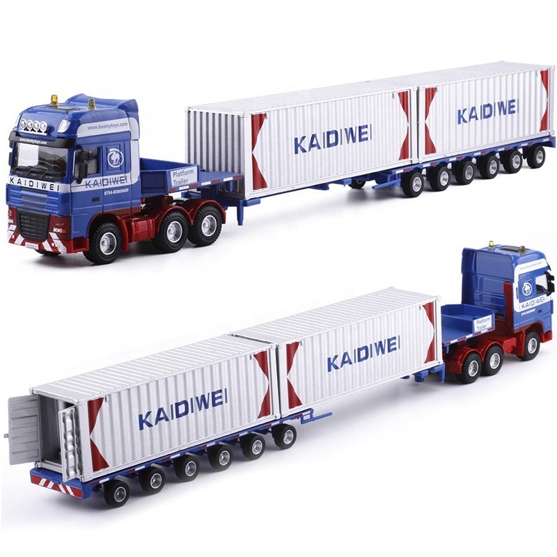 1/50 Scale Diecast Construction Low Ben Transporter Model 625022 Metal Heavy Duty Telescopic Flatbed Transporter Truck For Kids