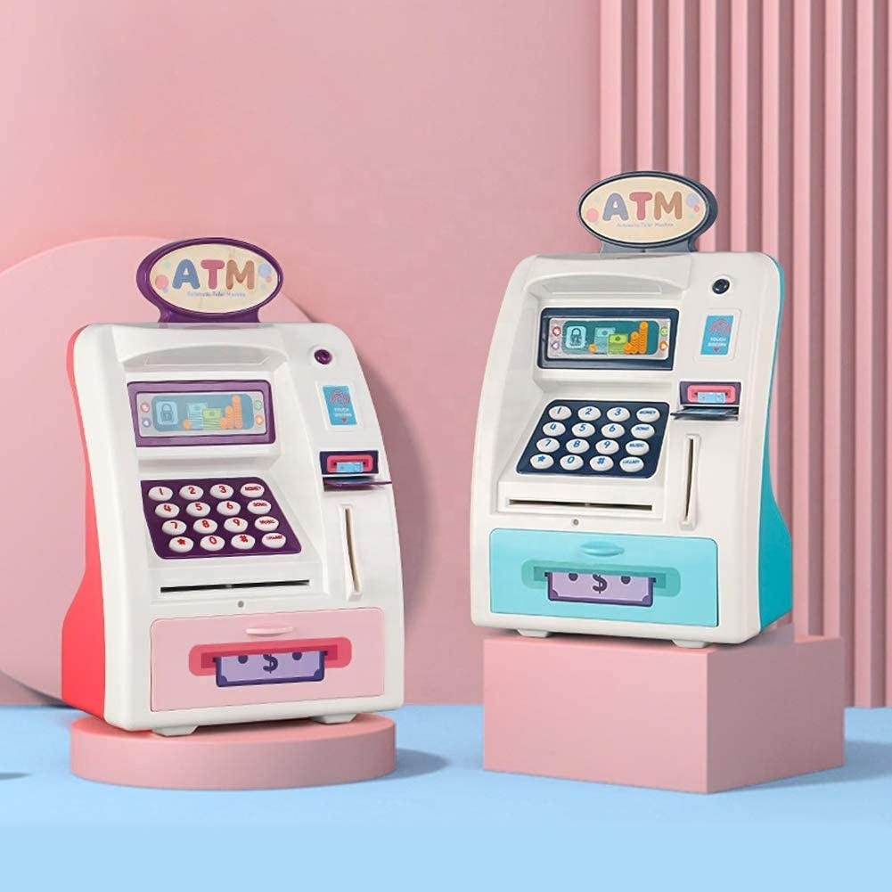 WF-3005 Kids ATM Safe Box Machine Toy Electronic Fingerprint Money Coin Savings Bank With Personal Password Setting For Sale