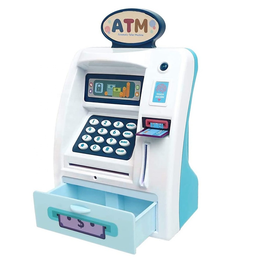 WF-3005 Kids ATM Safe Box Machine Toy Electronic Fingerprint Money Coin Savings Bank With Personal Password Setting For Sale