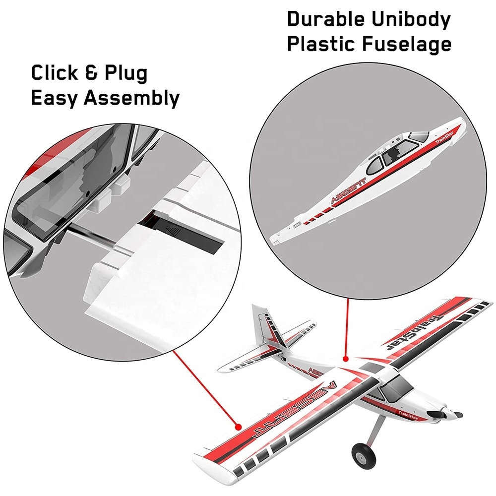 VOLANTEXRC Remote Control Airplane TrainStar Ascent Electric RC Trainer Aircraft 1400mm Wingspan Plastic Unibody Fuselage Plane