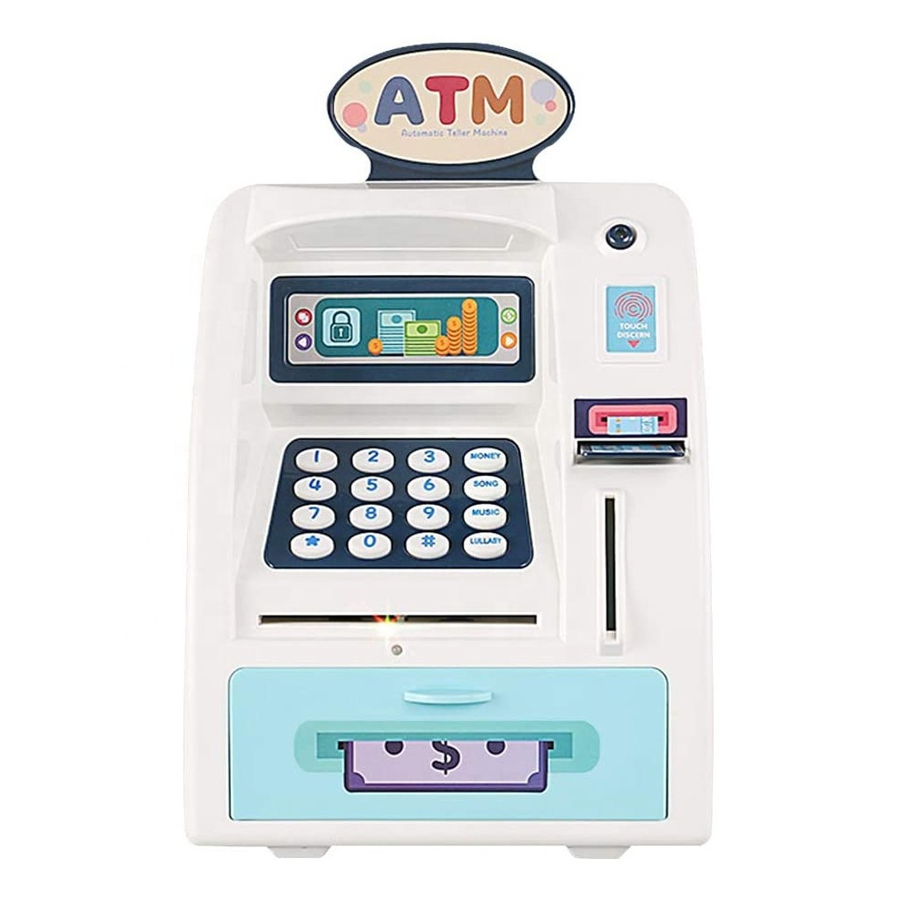 WF-3005 Kids ATM Safe Box Machine Toy Electronic Fingerprint Money Coin Savings Bank With Personal Password Setting For Sale