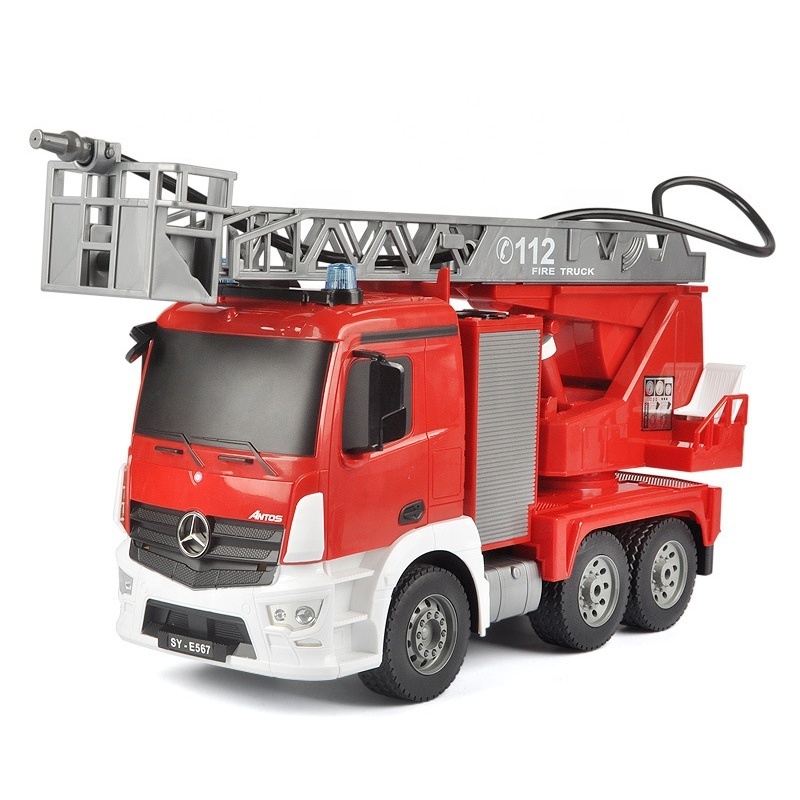 E527-003 RC Truck Remote Control Fire Engine Truck 10CH 2.4GHz 1/20 Scale Hobby Electronics Toys with Lights Simulated Sounds