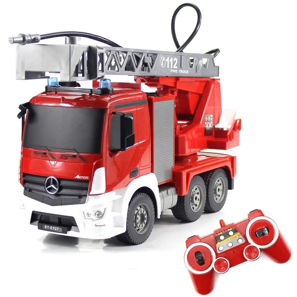 E527-003 RC Truck Remote Control Fire Engine Truck 10CH 2.4GHz 1/20 Scale Hobby Electronics Toys with Lights Simulated Sounds