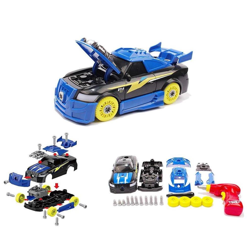 Take Apart Racing Car STEM Toys 26 Pieces Assembly Car Toys With Drill Tool, Lights and Sounds, Christmas Gifts For Kids 661-411