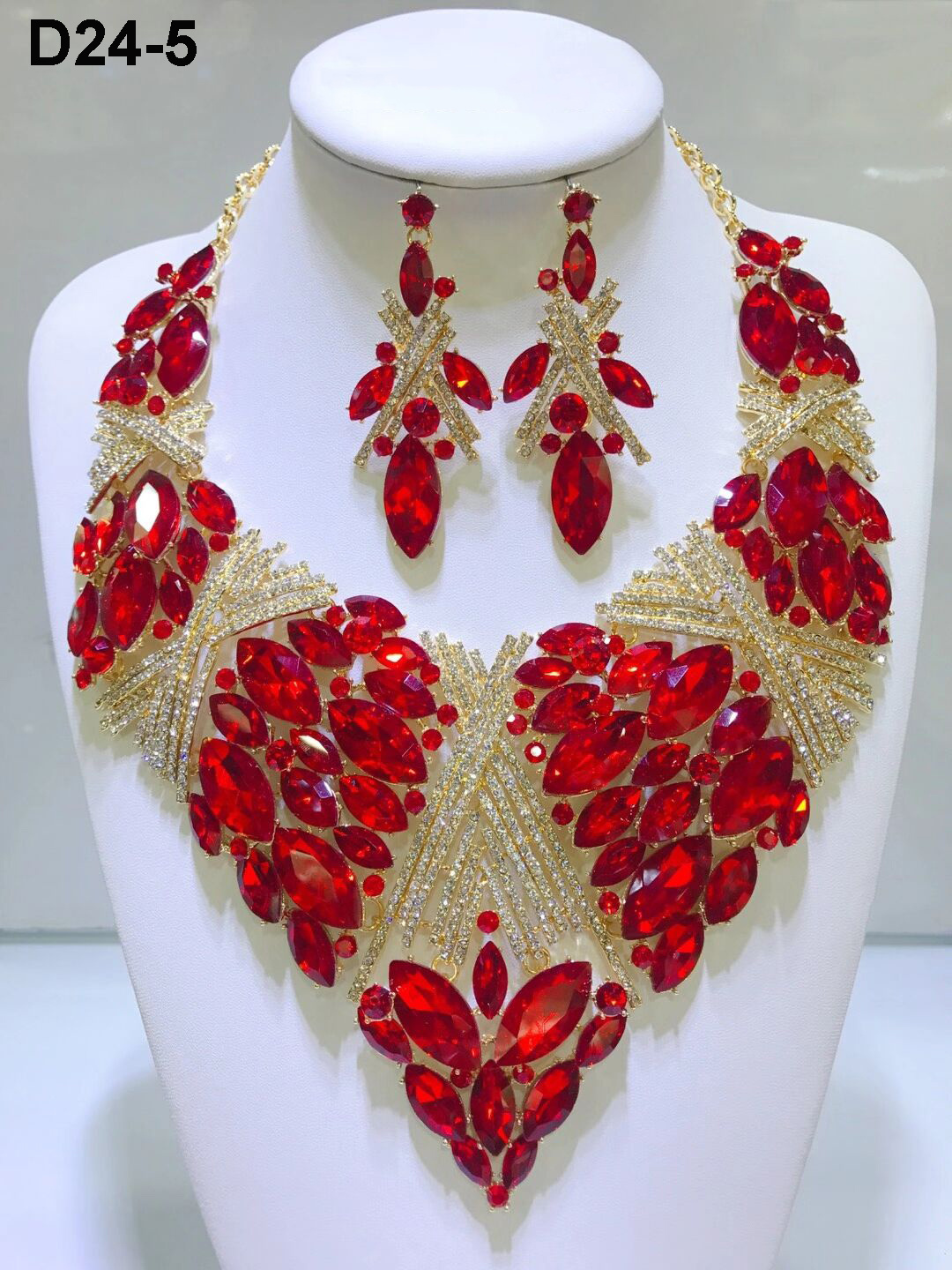 High quality african fashion big Diamond Necklace Jewelry Sets plain gold design Women's elegant new designs