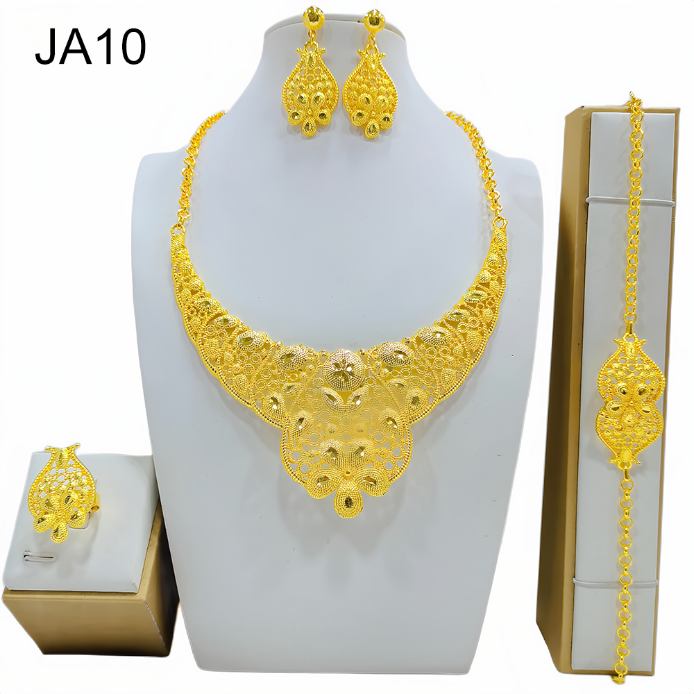 New jewelry designer wholesale gold plated wedding jewelry sets for women dubai  jewelry gift