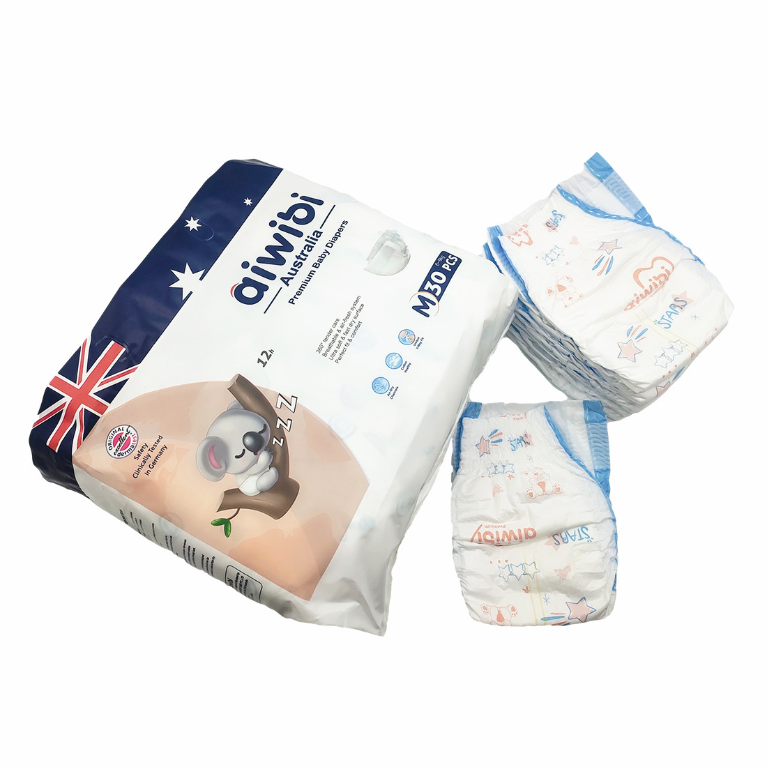 AIWIBI brand High Quality Disposable New Born Baby Cute Seal Low Price Baby Nappies Training Pants Baby Diapers in Bales AWB05