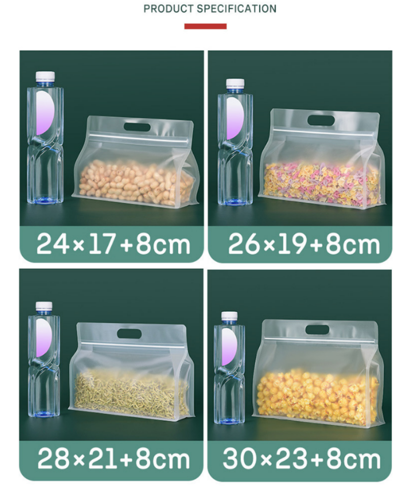 Wholesale Clear Custom Print Stand up pouch Zip Lock Plastic Transparent Zipper Top With Handle Food Packaging Bag