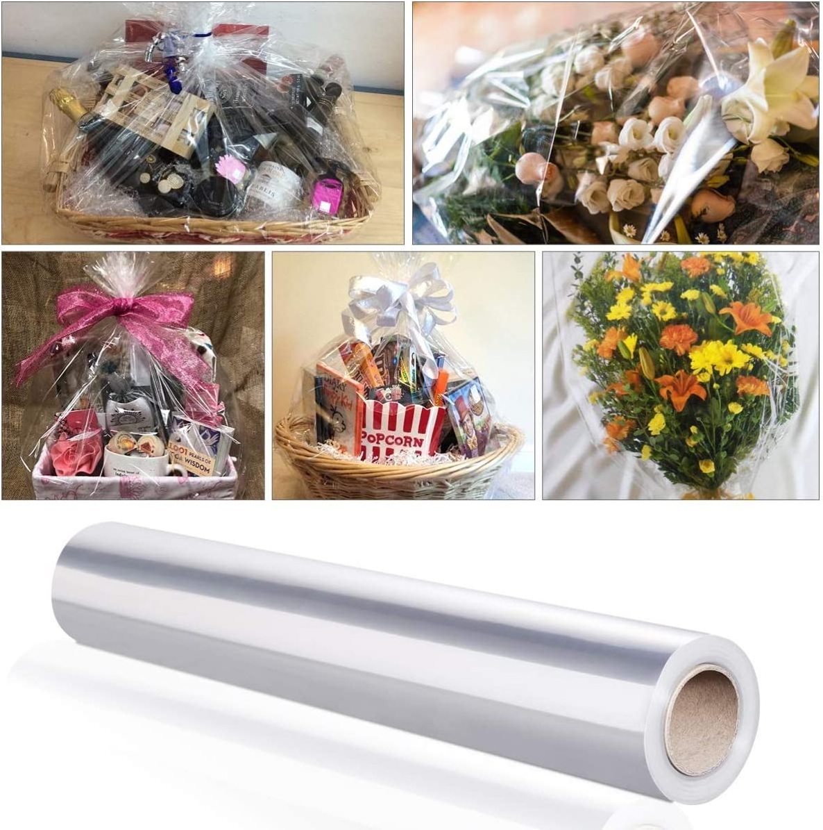 Transparent plastic Cellophane Wrap Roll Film Gift Wrappings for Flowers