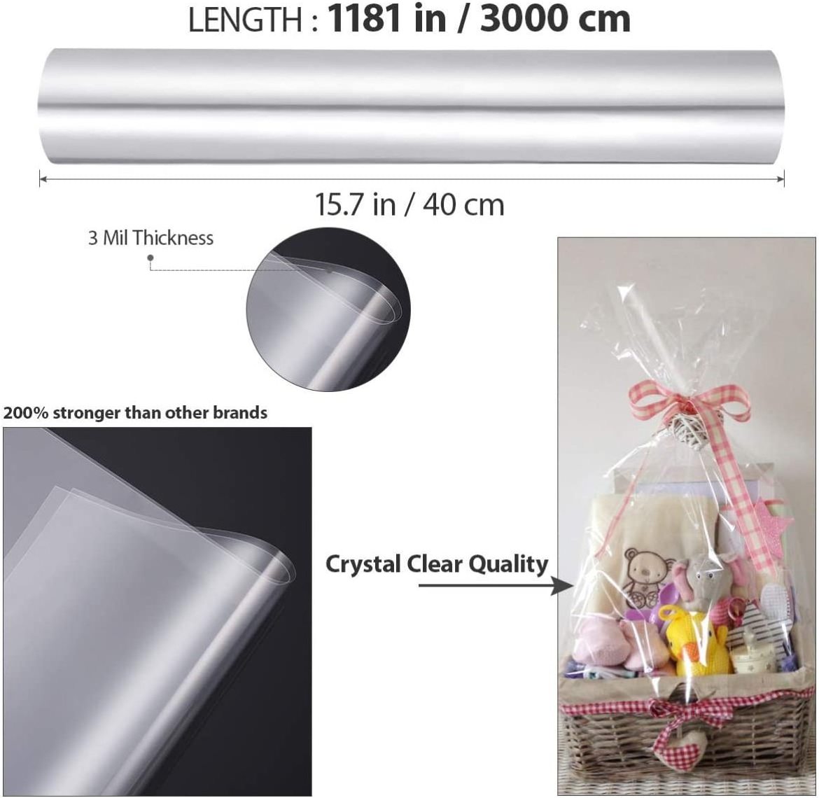 Transparent plastic Cellophane Wrap Roll Film Gift Wrappings for Flowers