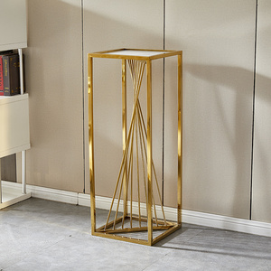 High quality Sofa end table golden flower shelf tall corner small coffee table for living room