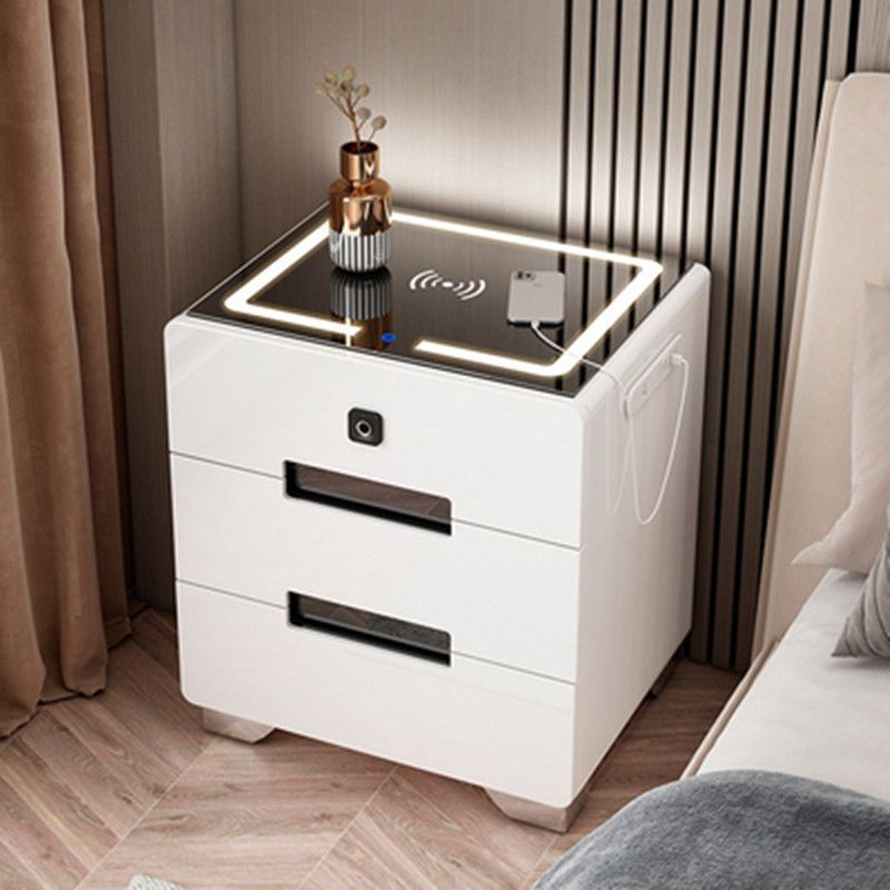 Nightstand With Led Light Hotel Nightstands Luxury Smart Bedside Table Wireless