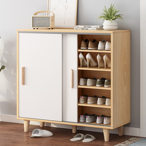 Modern Design Wooden Shoe Cabinet Sliding Door Boot Cabinet Shelf Storage Wooden Shoe Rack