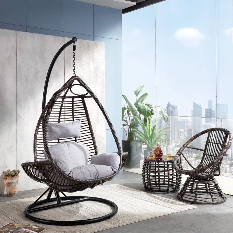 Modern rattan outdoor furniture garden balcony indoor cradle leisure hammock With Stand Patio hanging egg chairs for bedrooms