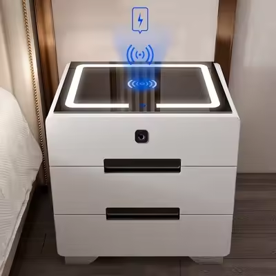 Nightstand With Led Light Hotel Nightstands Luxury Smart Bedside Table Wireless