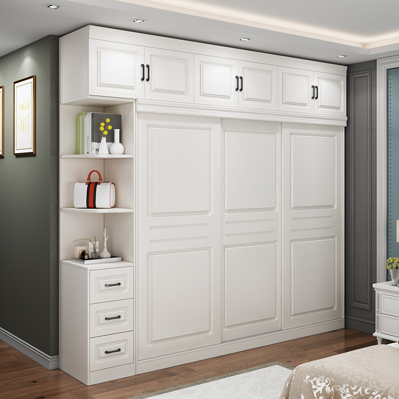 Modern simple household bedroom white wardrobe storage locker solid wood simple hanging wardrobe space saving furniture