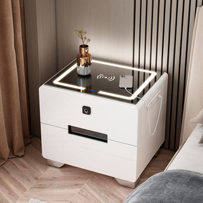 Nightstand With Led Light Hotel Nightstands Luxury Smart Bedside Table Wireless